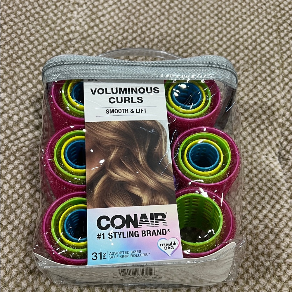 Voluminous Curls Self-Grip Hair Rollers - Pink and Green